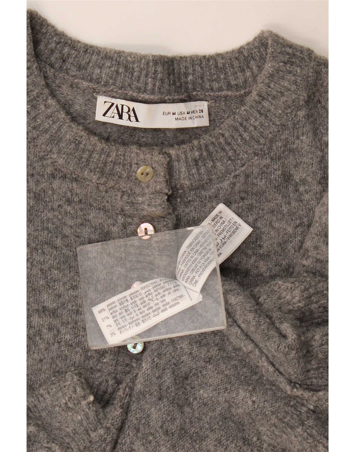 Sweter damski Zara Crop Cardigan UK 12, średni szary poliester