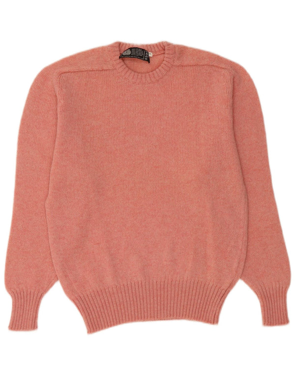 Sweter damski w stylu vintage z okrągłym dekoltem UK 14 Średni różowy, nowa wełna