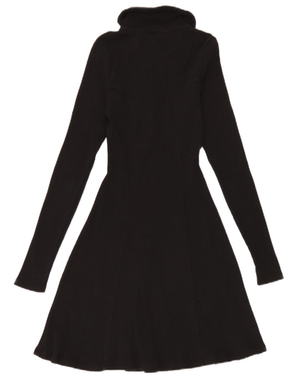 Zara Womens Long Sleeve Polo Dress UK 12 Medium Black