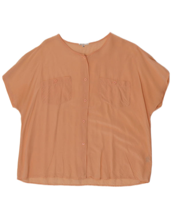 Bluzka damska z krótkim rękawem w stylu vintage, UK 18 XL, różowy jedwab