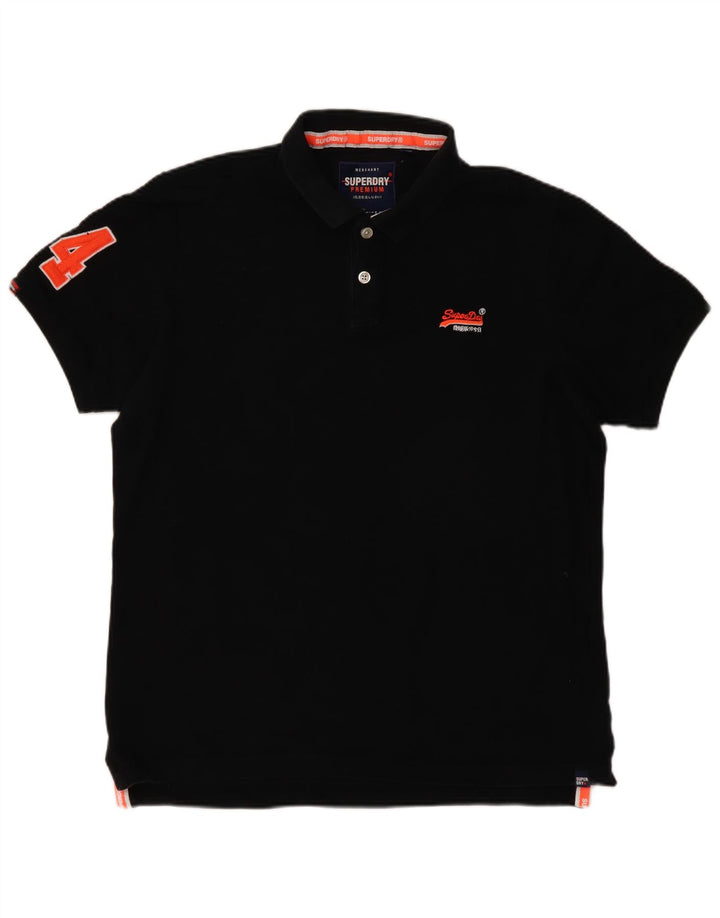 Męska koszulka polo Superdry z grafiką 3XL, czarna, bawełniana