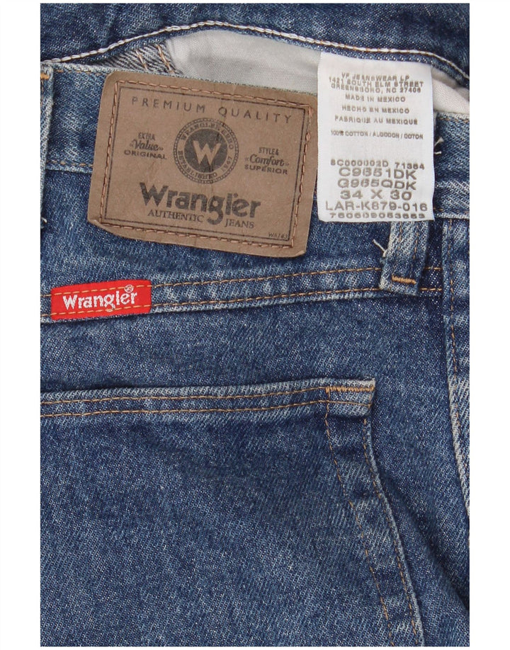 WRANGLER Męskie proste dżinsy W34 L30 Niebieskie, bawełniane