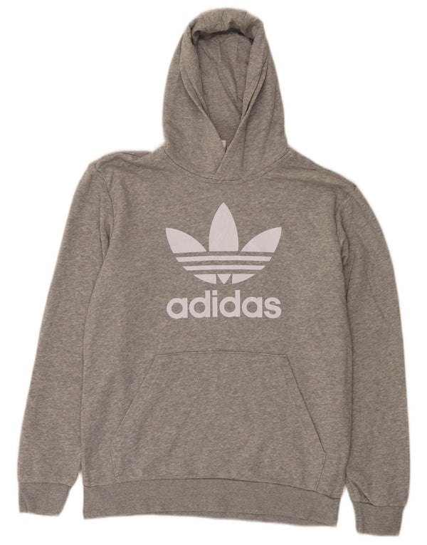 Chłopięca bluza z kapturem Adidas z grafiką 13-14 lat, szara, nakrapiana bawełna