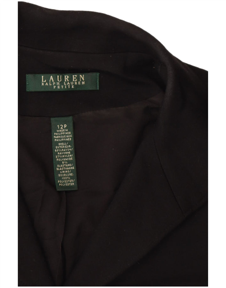 RALPH LAUREN Damska marynarka o drobnym kroju, zapinana na 5 guzików, US 12, duża, czarna