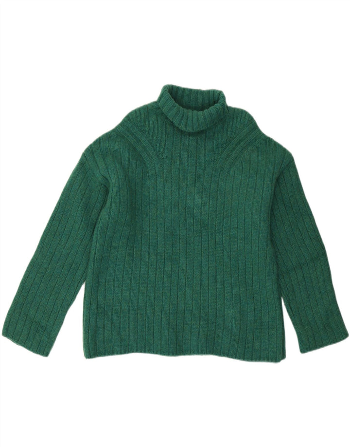 Sweter damski Jigsaw z wywijanym dekoltem UK 14 Średniej zielonej wełny