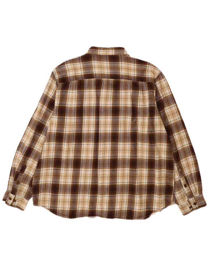 Koszula flanelowa męska CARHARTT Slim Fit 2XL, brązowa, bawełniana w kratę