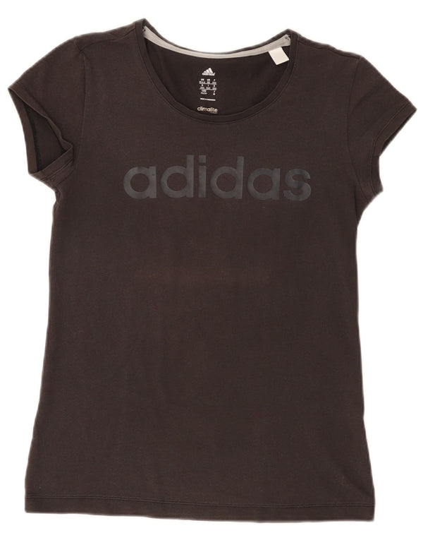 Damska koszulka Adidas Climalite Graphic Top UK 4/6 XS Brązowa bawełna