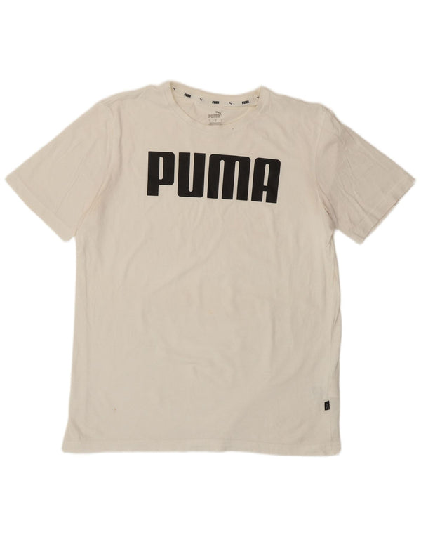 Męska koszulka z grafiką PUMA Top, średnia biała bawełna