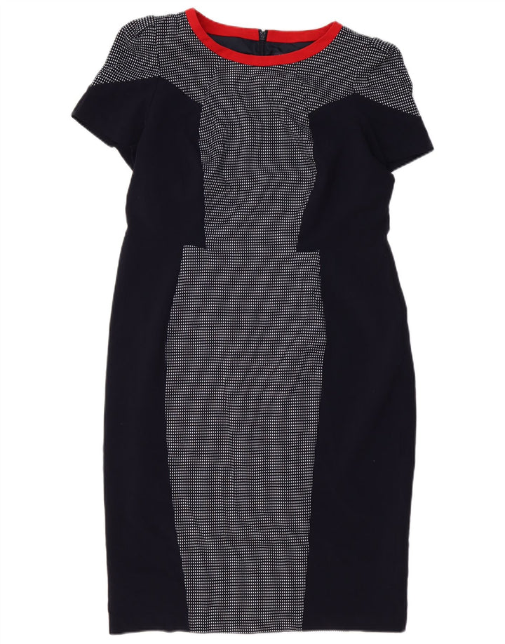 Marks & Spencer Damska sukienka płaszczowa UK 14, średni granatowy poliester w kratkę