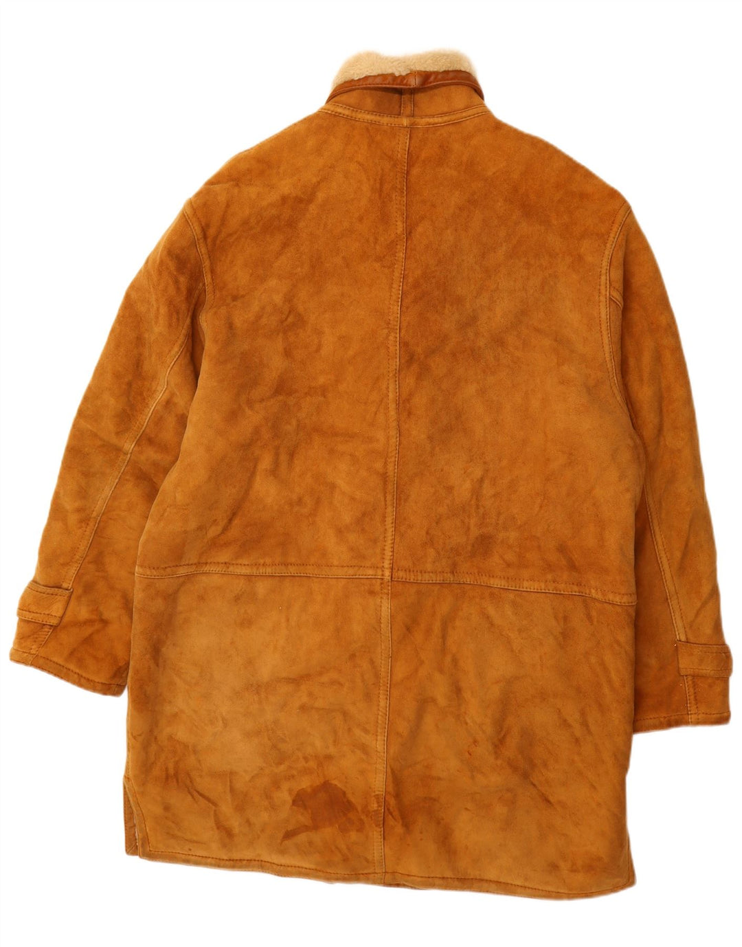 Męski płaszcz z owczej skóry VINTAGE IT 52 XL, brązowa skóra