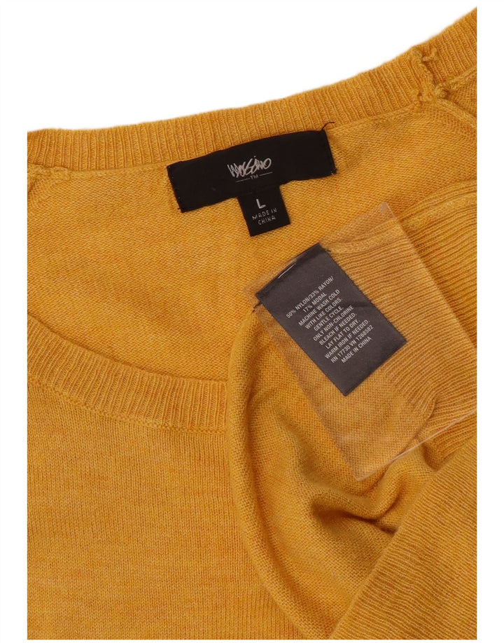 Damski sweter MOSSIMO z dekoltem w łódkę UK 16, duży, żółty nylon