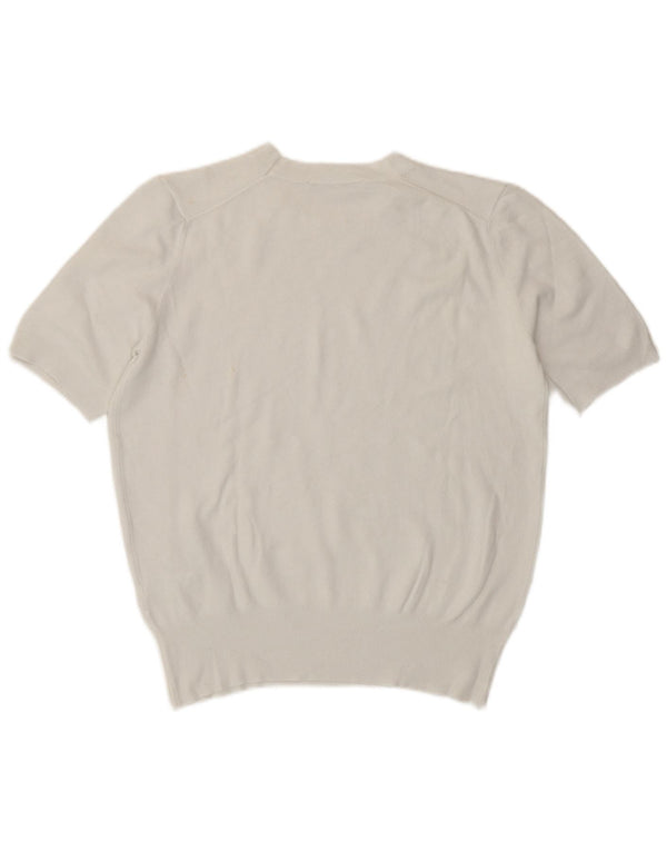 Damski krótki t-shirt Zara UK 14 Large, biała wiskoza