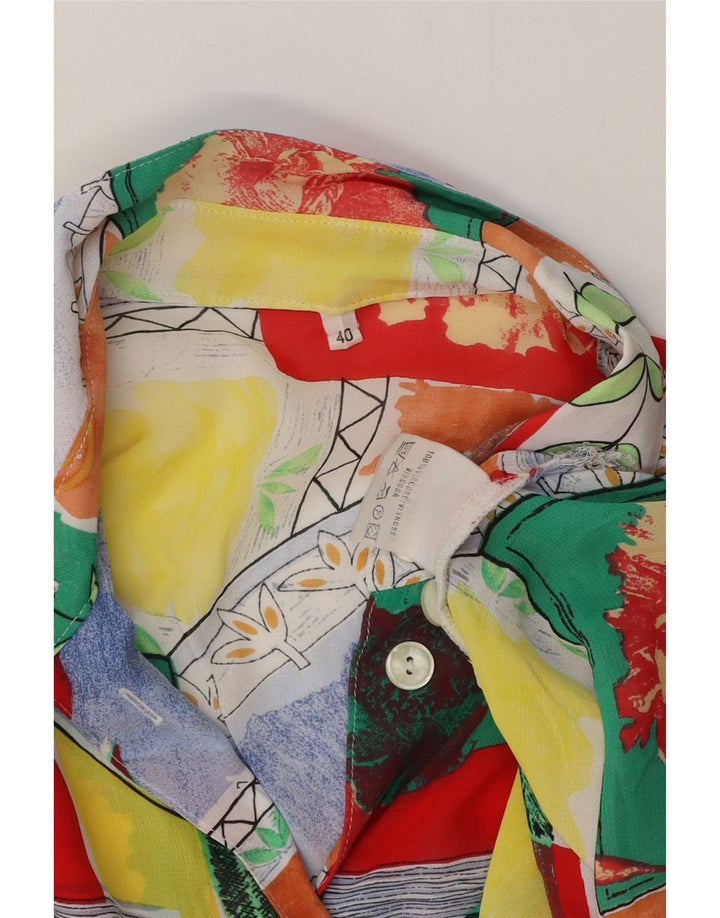 Damska bluzka koszulowa o przedłużonym fasonie w stylu vintage EU 40 Średnia wielobarwna wiskoza