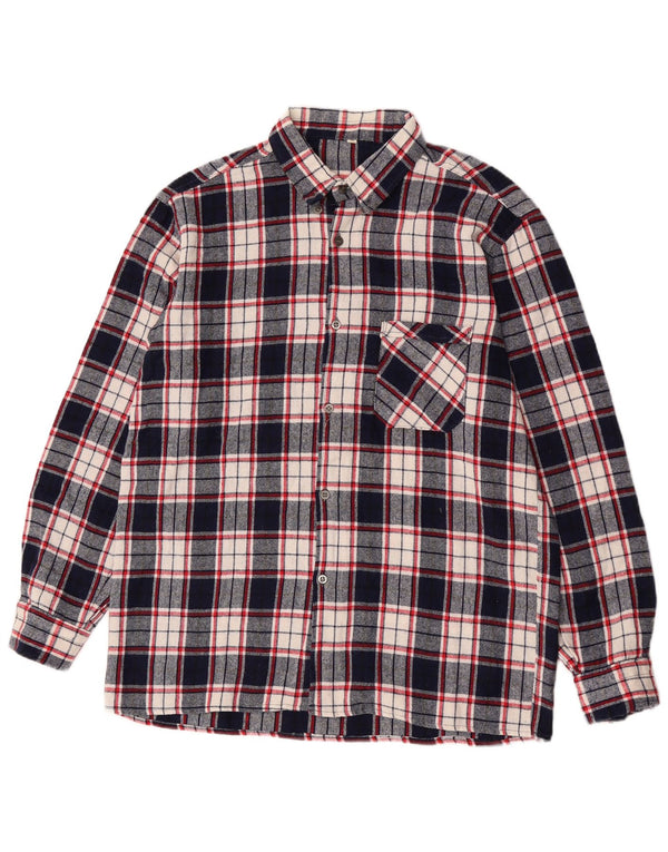 Vintage męska koszula flanelowa w kratkę, średni granat
