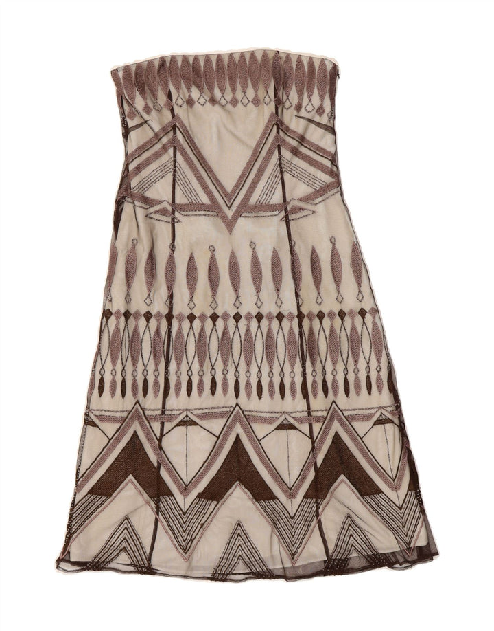 COAST Womens Strapless Dress UK 12 Medium Purple Geometric Polyester Vintage Coast and Second-Hand Coast from Messina Hembry 