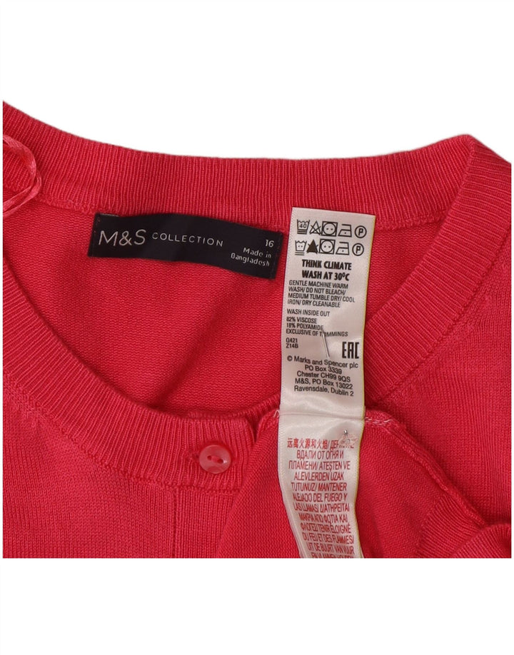 Marks & Spencer Damski sweter kardigan UK 16, duży, różowy, wiskoza