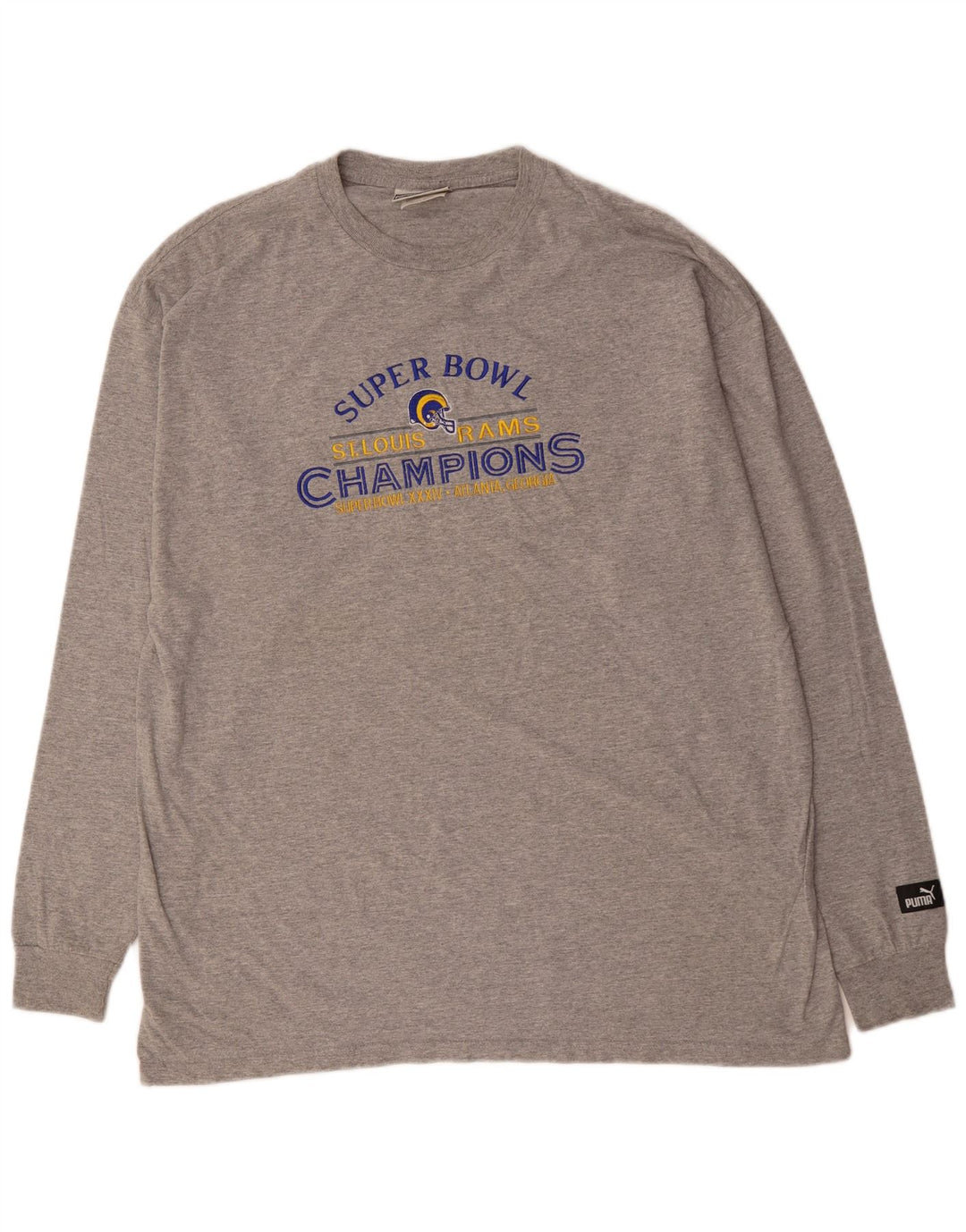 Męski graficzny top PUMA z długim rękawem XL, szary, bawełniany