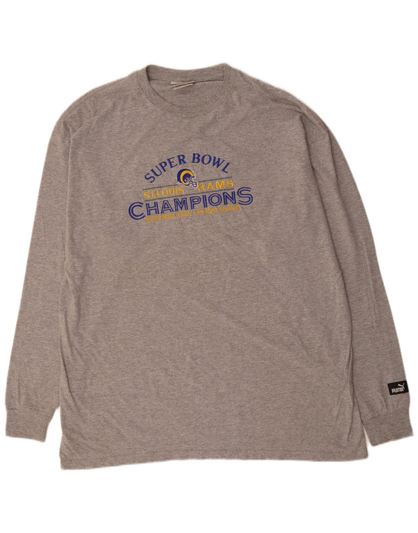 Męski graficzny top PUMA z długim rękawem XL, szary, bawełniany