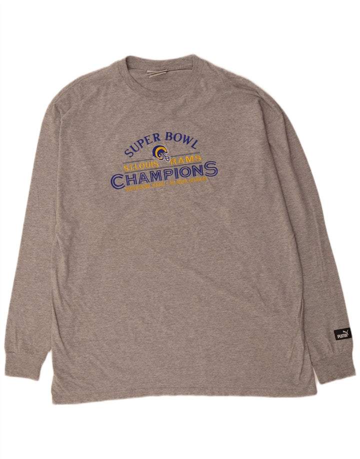 Męski graficzny top PUMA z długim rękawem XL, szary, bawełniany