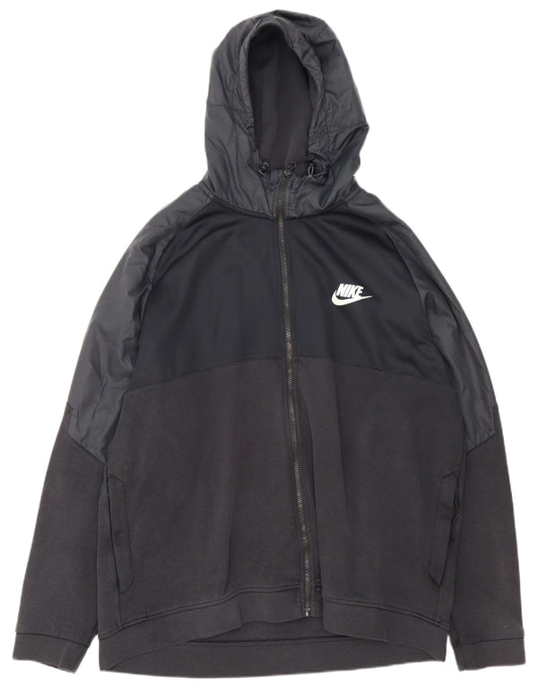 Męski sweter z kapturem i zamkiem Nike, 2XL, czarna bawełna