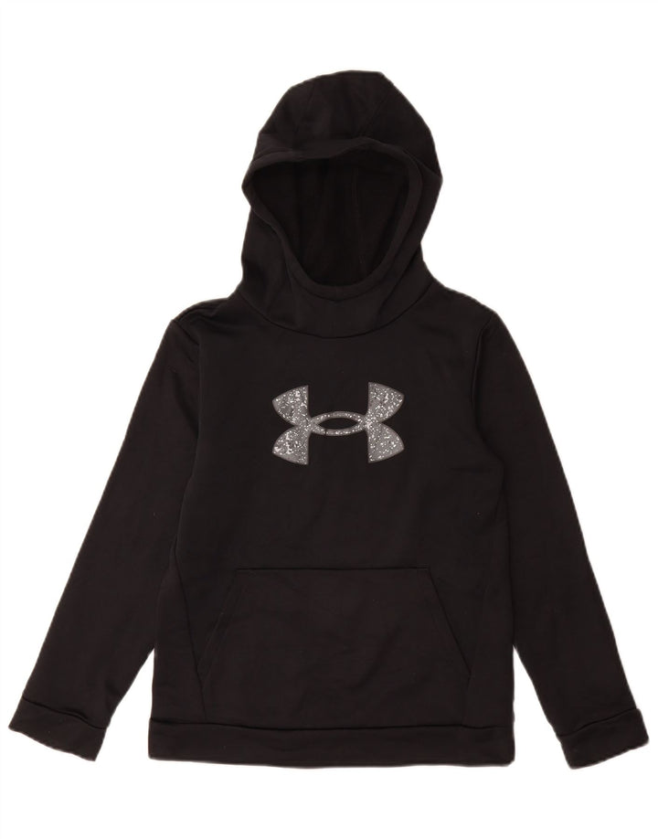 UNDER ARMOUR Dziewczęcy luźny sweter z kapturem z grafiką, 9-10 lat, średni czarny
