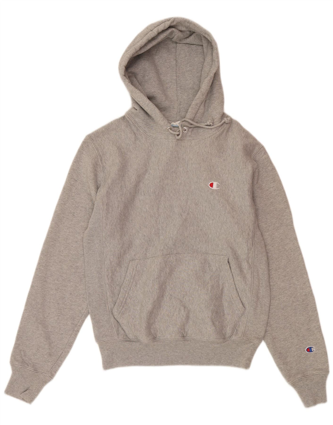 CHAMPION Mens Reverse Weave Hoodie Jumper Small Grey Cotton