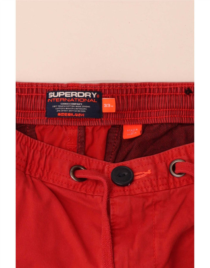Męskie spodenki chino Superdry W33, średnioczerwone, bawełniane
