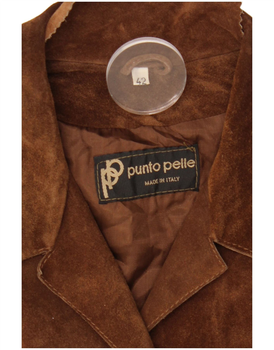 VINTAGE Damska marynarka zapinana na 5 guzików IT 42 Średniobrązowa skóra