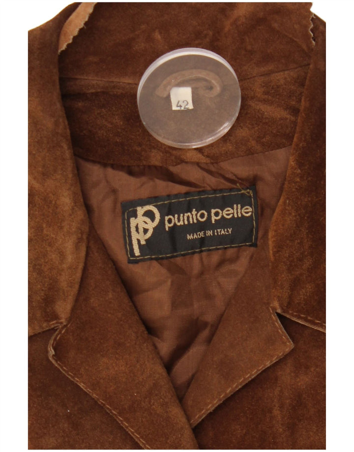 VINTAGE Damska marynarka zapinana na 5 guzików IT 42 Średniobrązowa skóra