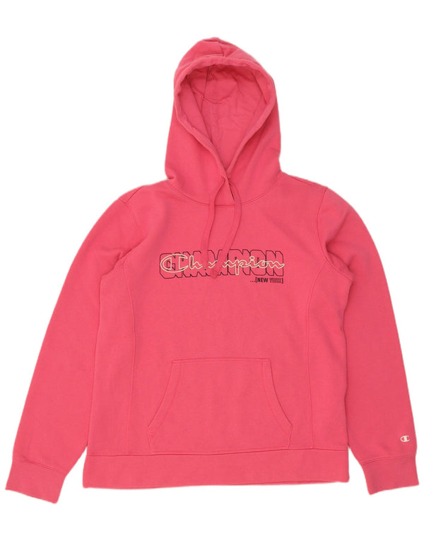 Damska bluza z kapturem Champion Graphic UK 18 XL Różowa bawełna