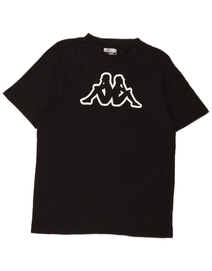 Męski T-shirt z grafiką KAPPA, duży, czarny, bawełniany
