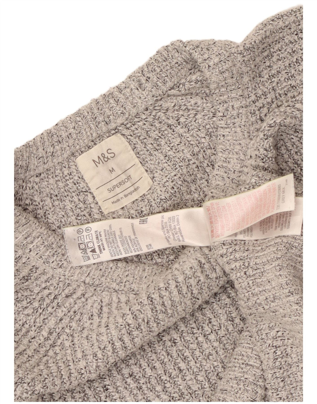 Marks & Spencer Męski sweter z dekoltem w łódkę Średni szary, nakrapiany poliamid