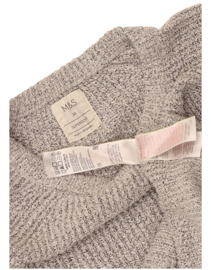 Marks & Spencer Męski sweter z dekoltem w łódkę Średni szary, nakrapiany poliamid