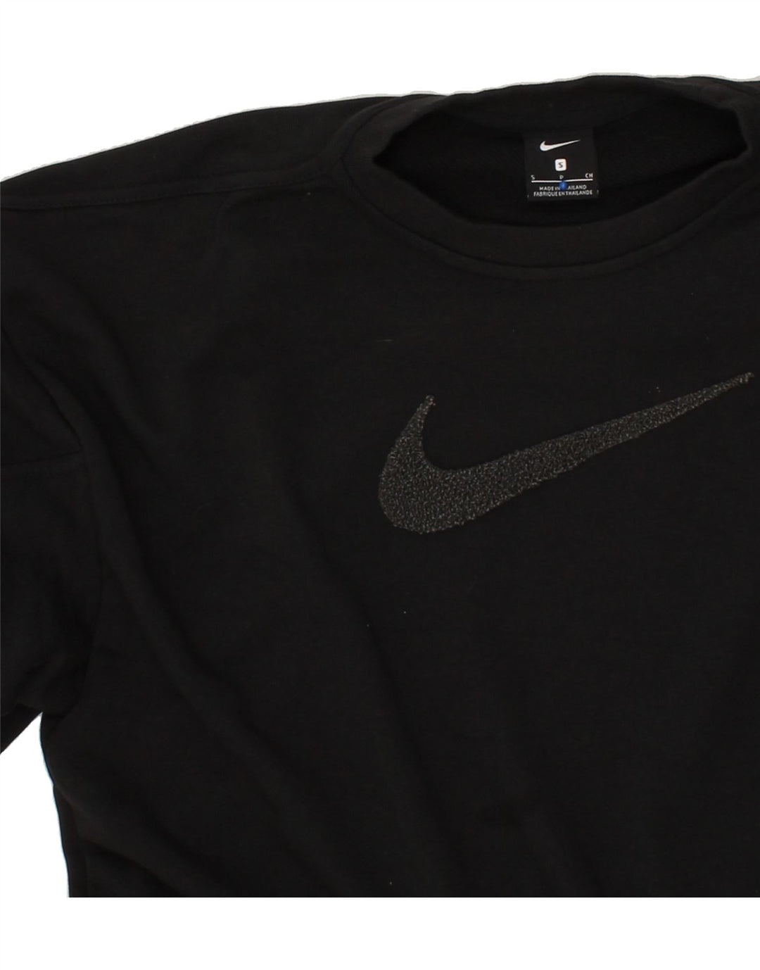 NIKE Womens Oversized Graphic Crop Sweatshirt Jumper UK 10 Small Black Vintage Nike and Second-Hand Nike from Messina Hembry 