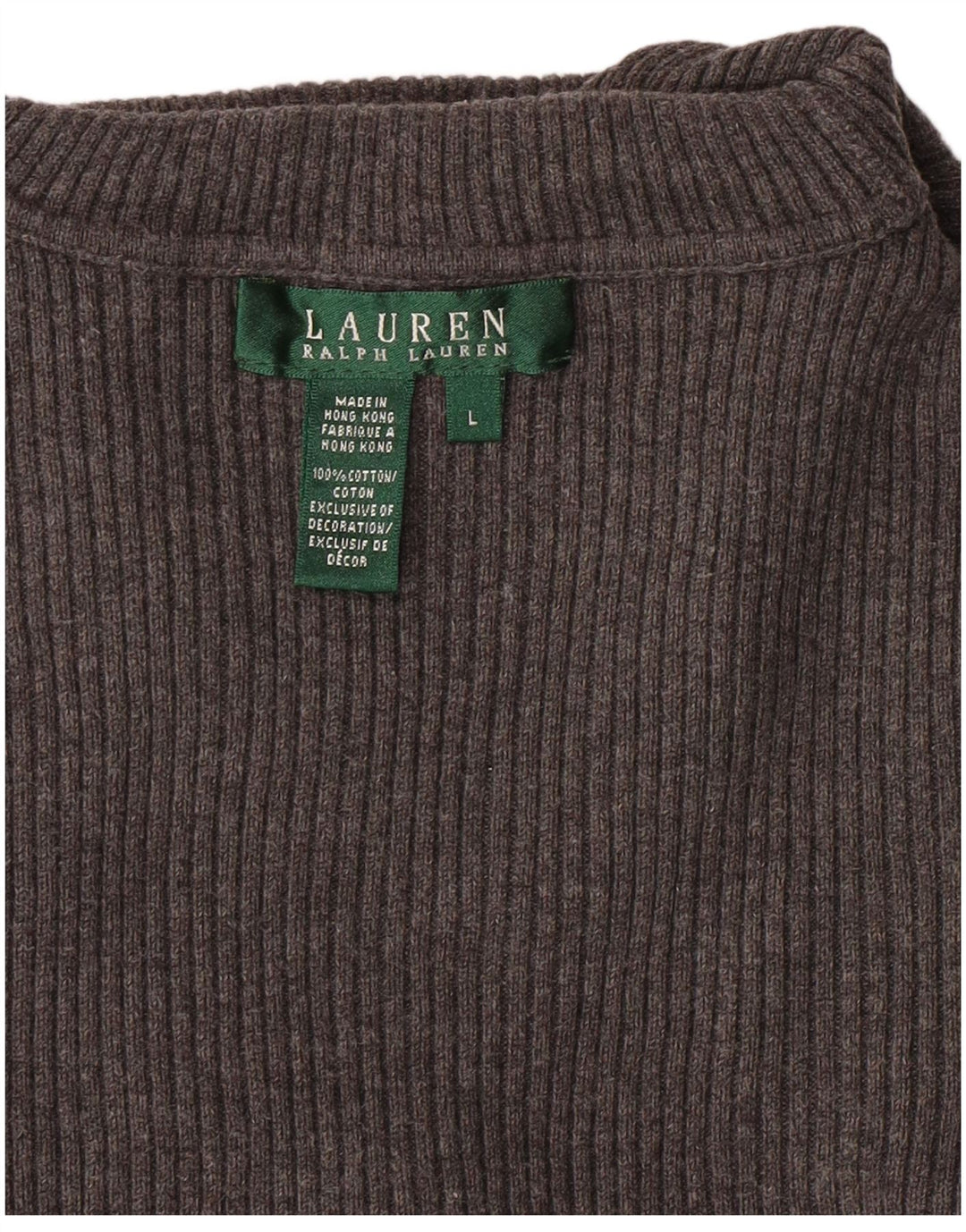 RALPH LAUREN Damski sweter z golfem UK 14, duży, szary, bawełniany