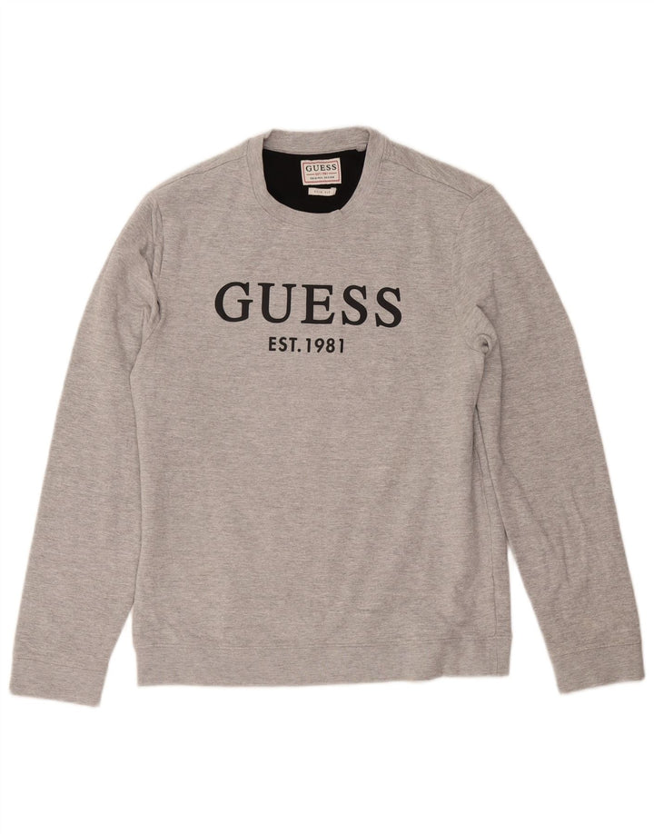 Męska bluza Guess Slim Fit, średnioszara, bawełniana