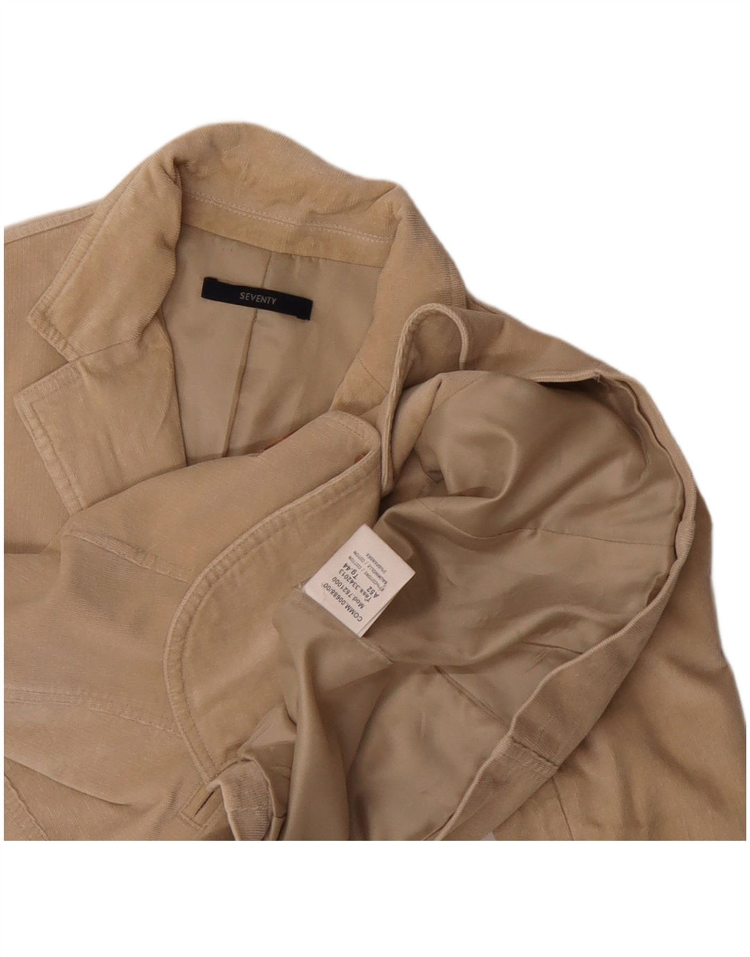 SEVENTY Womens Corduroy 3 Button Blazer Jacket IT 44 Medium Beige Cotton