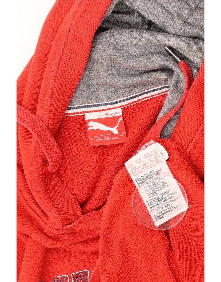 Męski sweter z kapturem Puma z grafiką, duży, czerwony, bawełniany