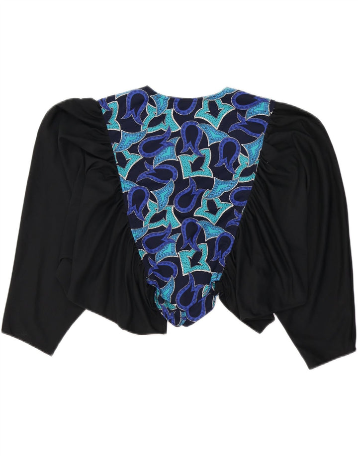 VINTAGE Damska bluzka koszulowa w abstrakcyjny wzór UK 16, duża czarna