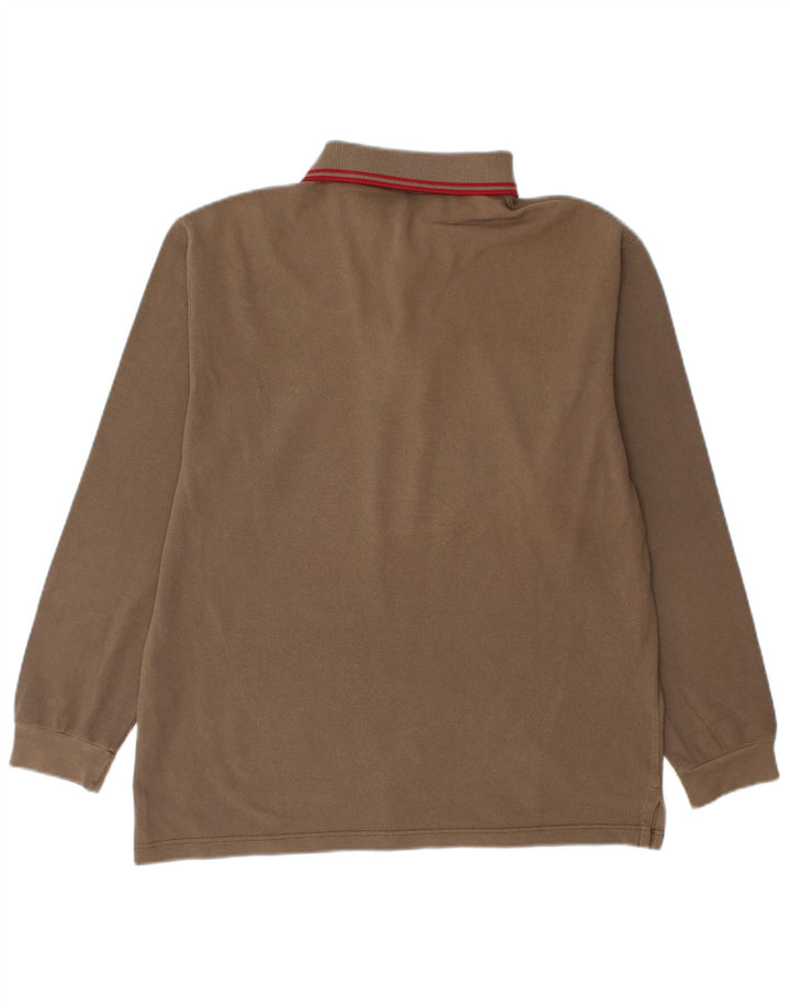 Męska koszulka polo z długim rękawem Fred Perry, średnio beżowa, bawełniana
