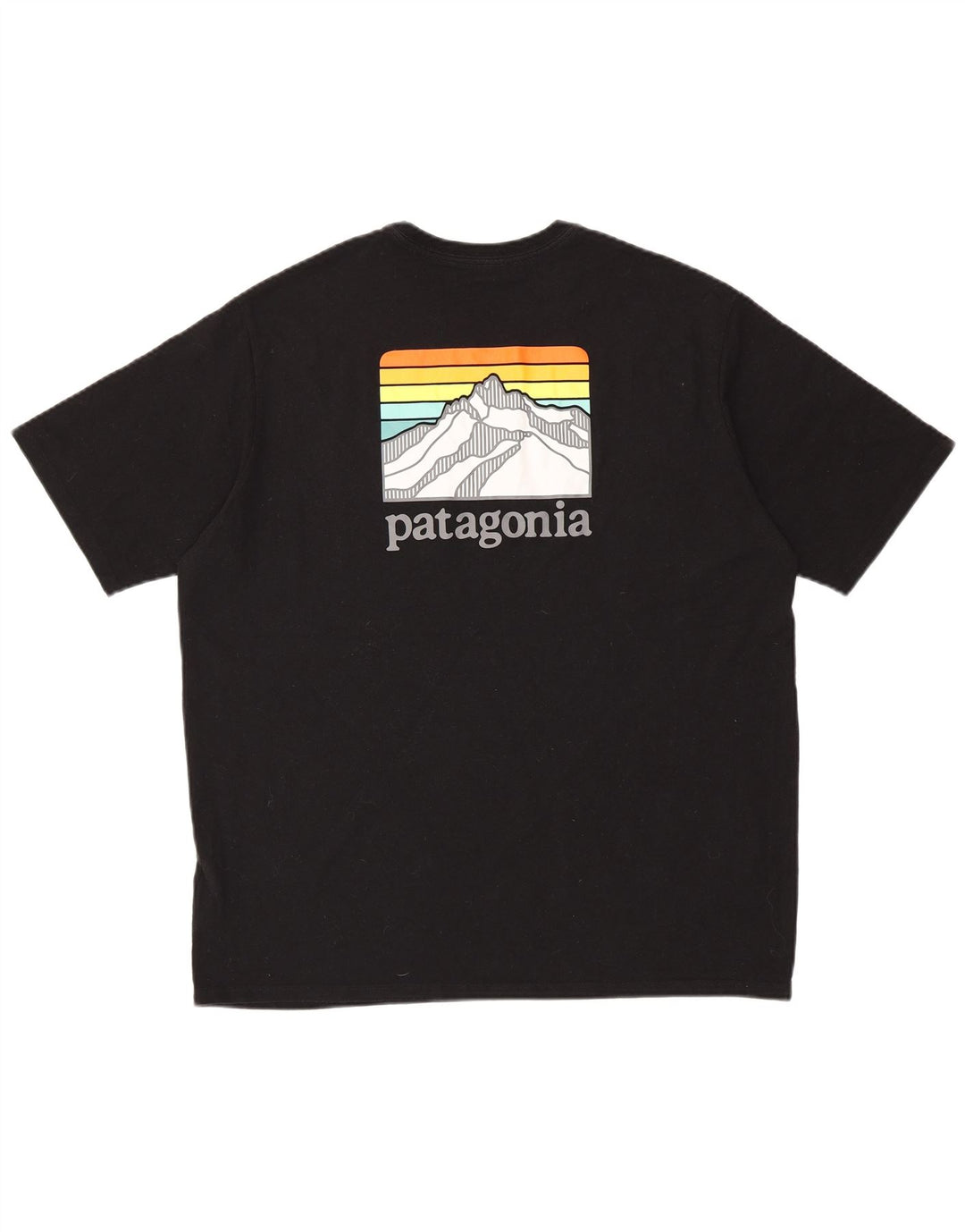 PATAGONIA Męski T-shirt z grafiką o regularnym kroju, duży, czarny, bawełniany