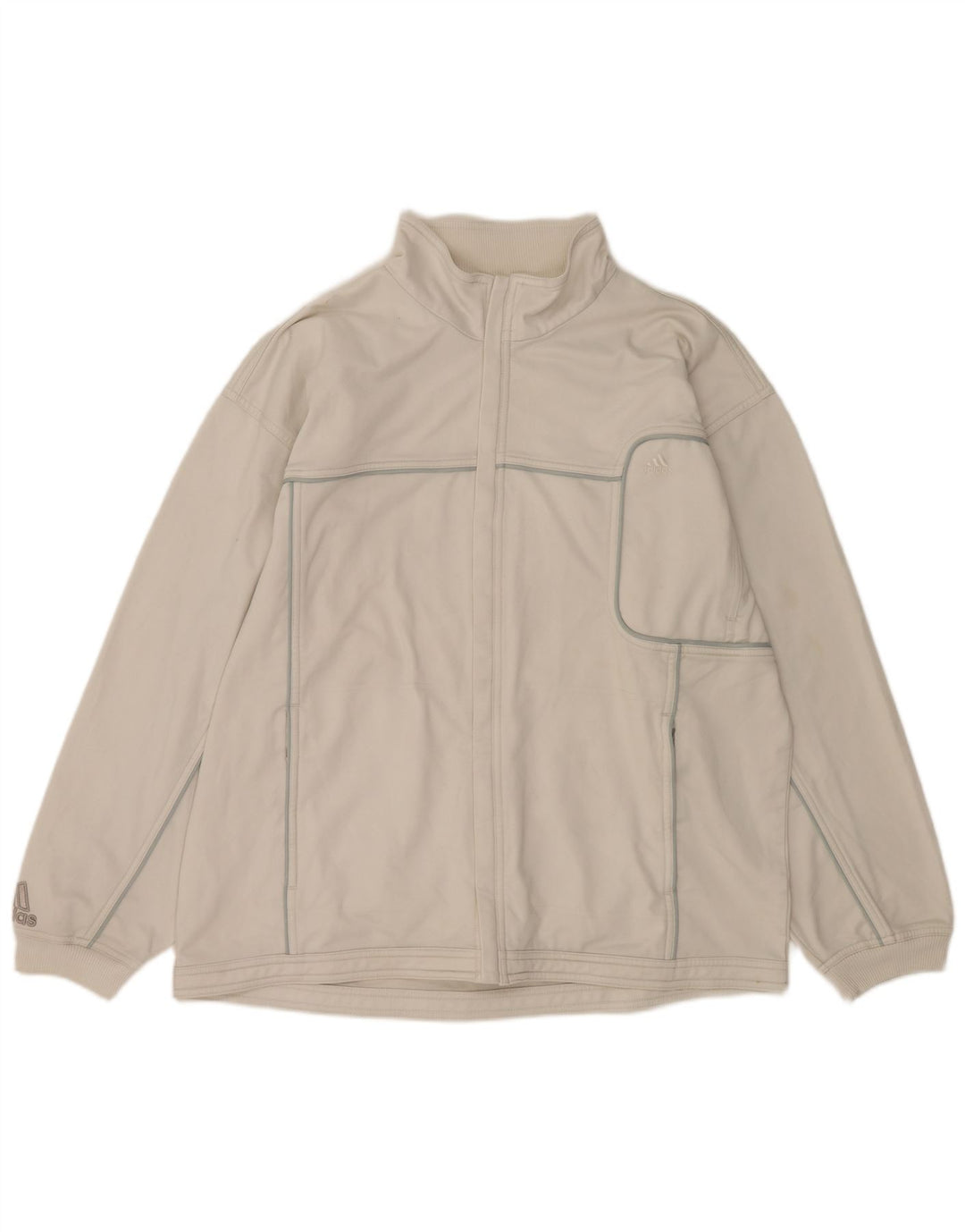 Męska kurtka dresowa ADIDAS UK 42/44, duża, biała, poliestrowa