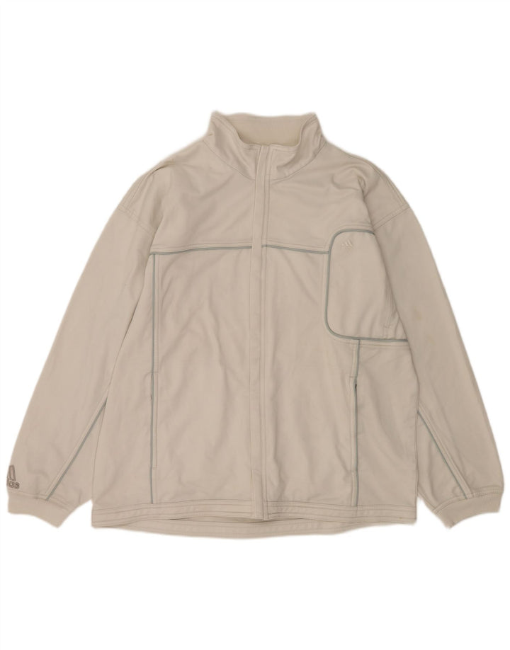 Męska kurtka dresowa ADIDAS UK 42/44, duża, biała, poliestrowa