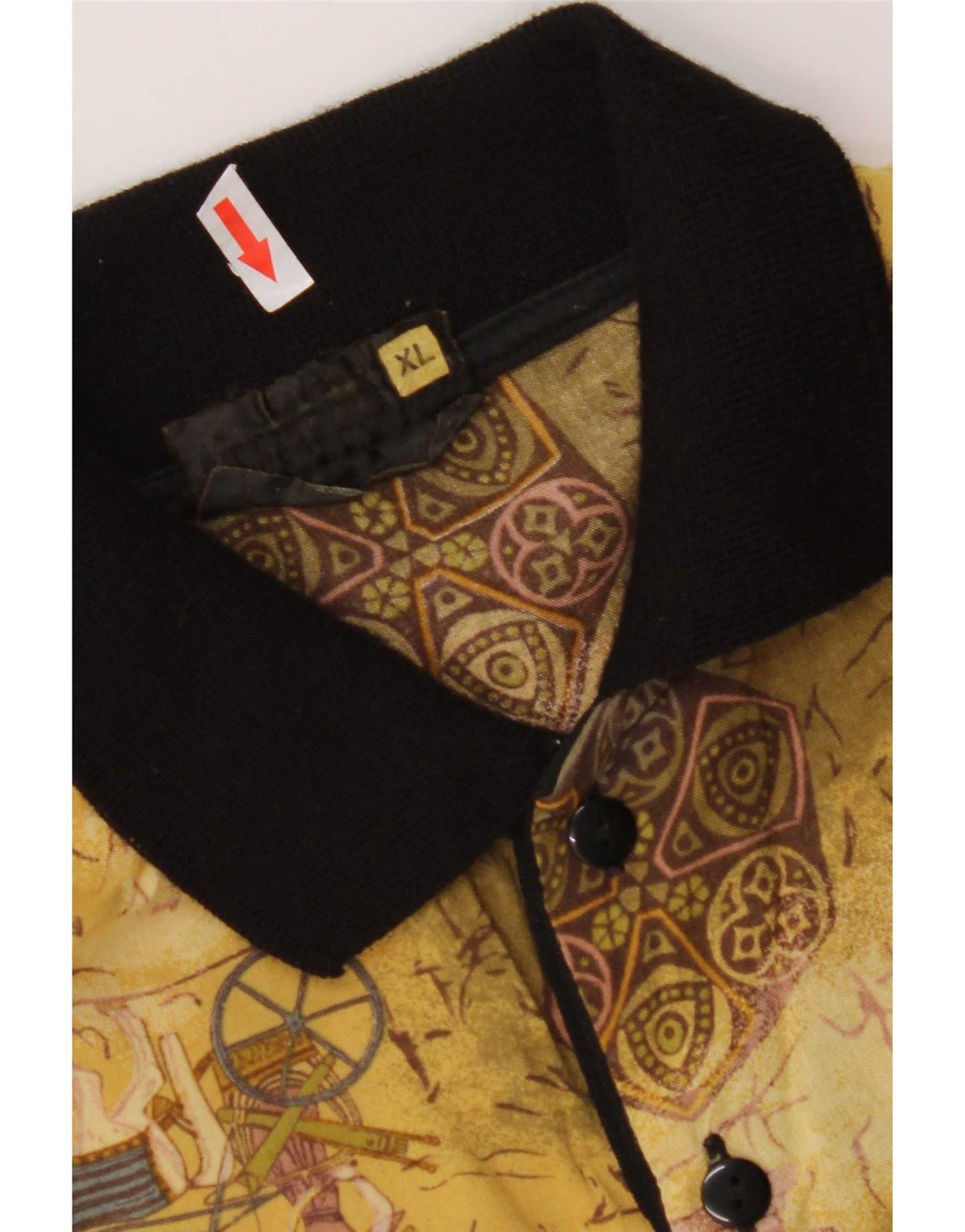 Męska koszulka polo w stylu vintage z abstrakcyjnym wzorem, XL, żółty Rayon