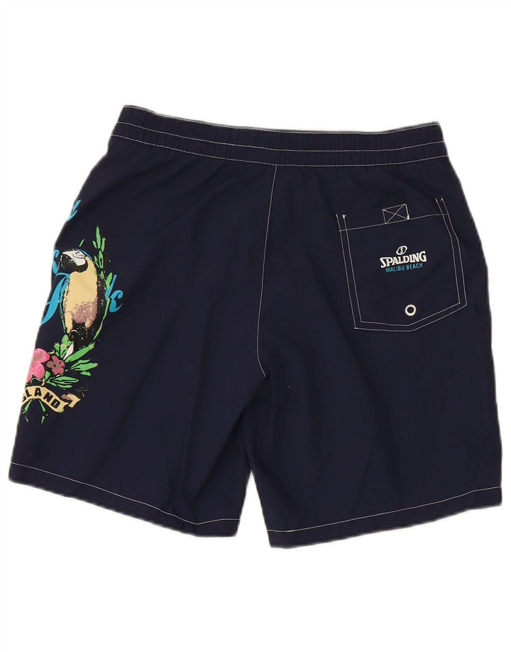 SPALDING Mens Graphic Swimming Shorts Small  Navy Blue Floral