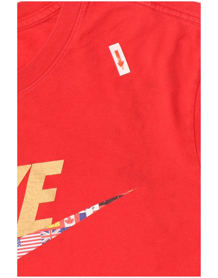 Męski T-shirt z grafiką Nike, bawełniany, średni czerwony