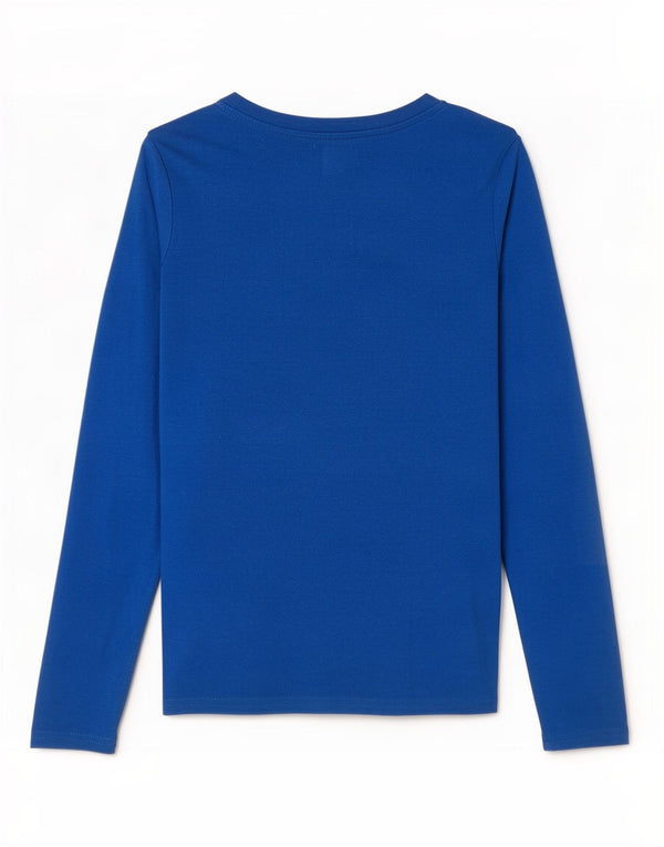 US Polo Assn. Top damski z długim rękawem UK 10, mały, niebieski, bawełniany