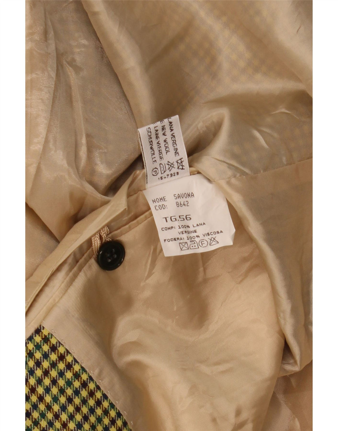 Vintage męska marynarka zapinana na 2 guziki IT 56 3XL żółta wełna w pepitkę
