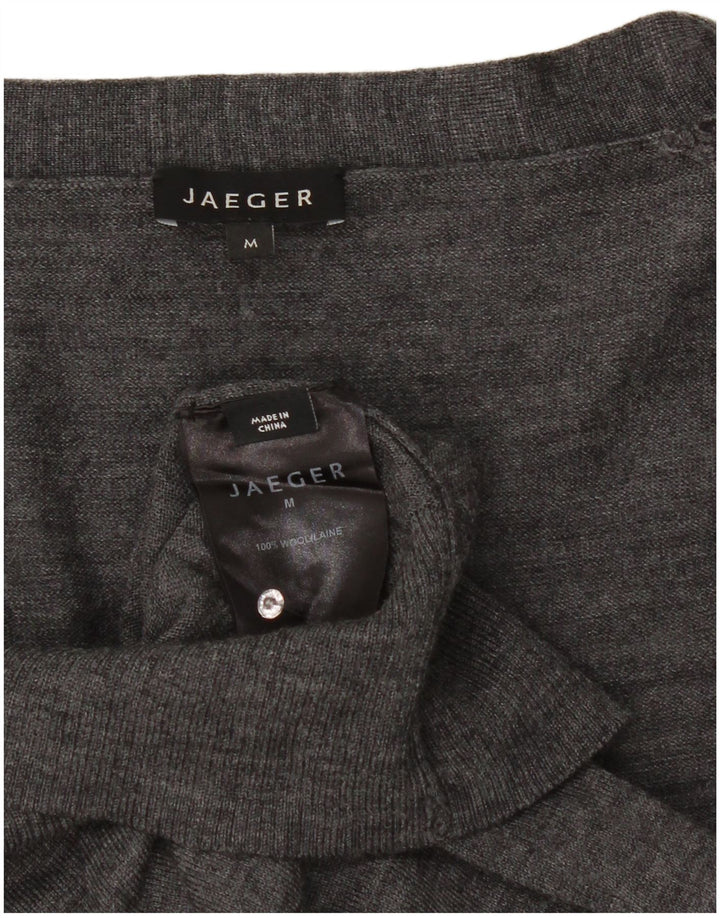 Damski sweter rozpinany Jaeger z rękawem 3/4 UK 12, średnioszary, wełniany w cętki