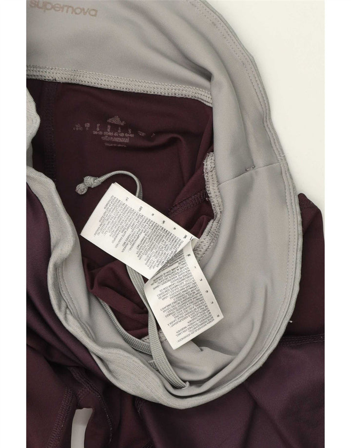 Damskie legginsy Adidas Capri UK 8/10 Mały fioletowy poliester z blokami kolorów